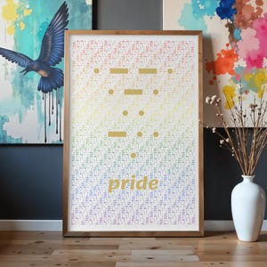 Pride-poster med morsekod | Modern HBTQ-dekor | Minimalistiskt regnbågstryck | Anpassad queer konst | Hållbart tryck