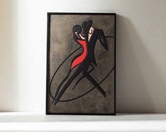 Tango Wooden Wall Art, Painting, Regalo Wood Wall Art, Rojo Vertical Decor, Wall Hanging, Housewarming Gift, Birthday, Free Shipping