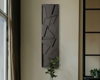 Dark, Geometric Wood Wall Art, Modern 3D Wall Decor, Housewarming Wall Gift, Dark Rustic Wall Art, Minimalist Wall Art, Handmade Wall Art