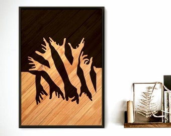 Wood Fire Hands Wall Decor Wall Art Interior Housewarming Gift Invisible Wooden Hangings