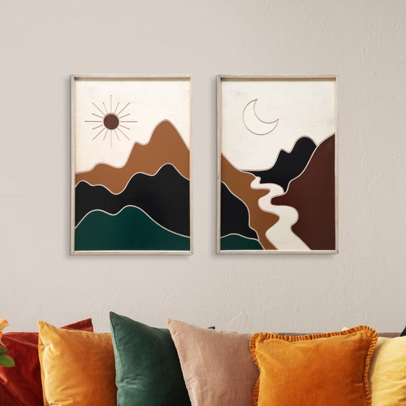 Selene, Modern Wood Wall Art, Sun and Moon Wall Decor, Desert Wall Art, Wood Wall Art, Wood Wall Hanging, Housewarming Gift