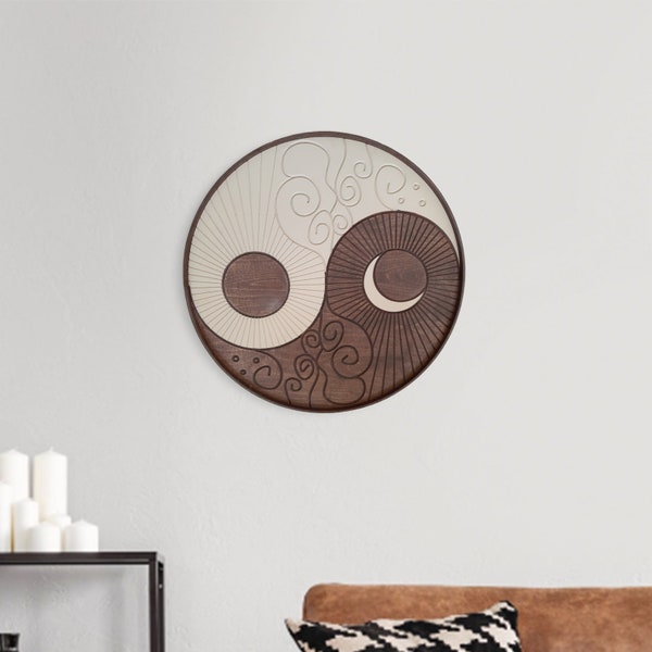 Day and Night , Yin Yang, Sun Moon Wall Decor, Modern Wood Wall Art, Rustic Wood Wall Art, Wood Wall Hanging, Housewarming Gift