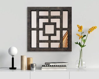 Zaria | Wooden Mirror, Wall Mirror,  Geometric Mirror, Wood Mirror, Framed Mirror, Bathroom Decor, Entryway Decor, Minimalist, Free Shipping