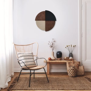 Geometric Line Art, Wood Wall Decor Art, Housewarming Gift Natural Rustic Wall Art Horizontal Wall Hanging Farmhouse Wall Art Decor Circular