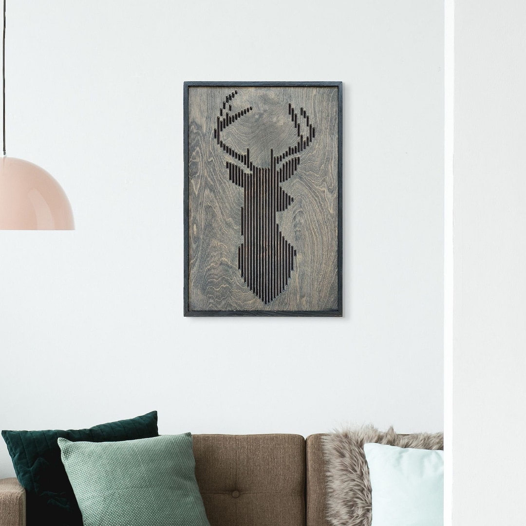 Woodline Deer Wood Wall Decor Art Interior Housewarming Gift Etsy