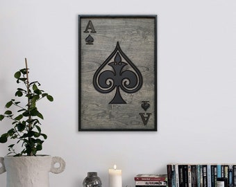 Ace of Spades, Painting Wood Wall Art, Wood Wall Art, Vertical Wall Art, Wall Decor, Wood Wall Hanging, Housewarming Gift, Birthday Gift