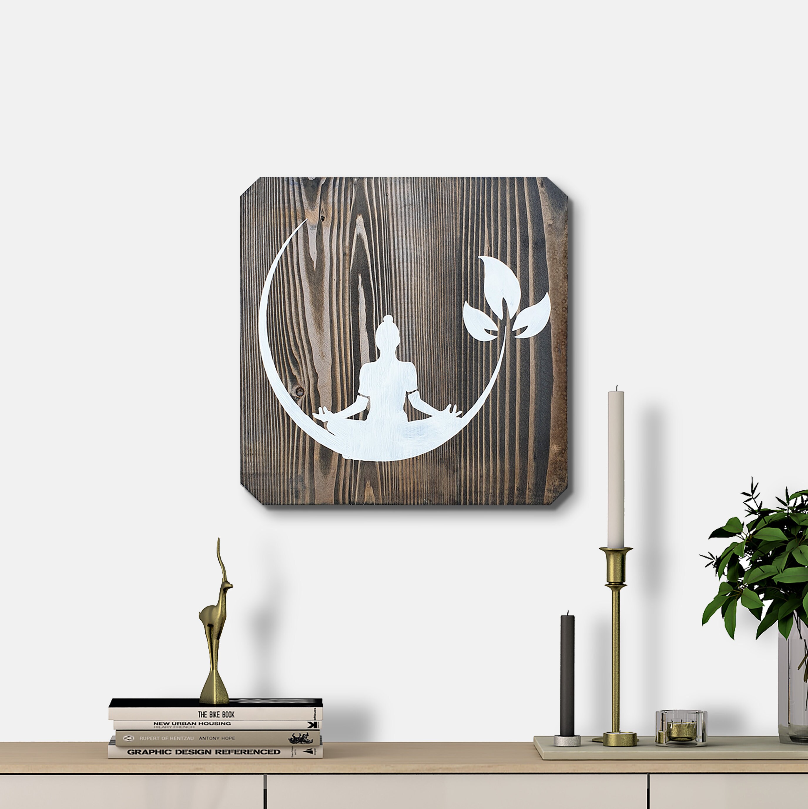 Yoga Wood Wall Art Vertical Decor Hanging Housewarming Gift Painting