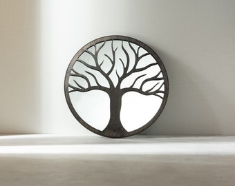 Wooden Mirror, Tree of Life, Wall Mirror, Tree Mirror, Wood Mirror, Framed Mirror, Bathroom Decor, Entryway Decor, Free Shipping