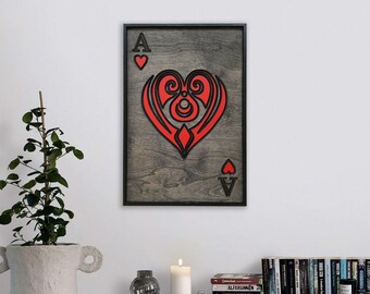 Ace of Hearts, Painting Wood Wall Art, Wood Wall Art, Vertical Wall Art, Wall Decor, Wood Wall Hanging, Housewarming Gift, Birthday Gift