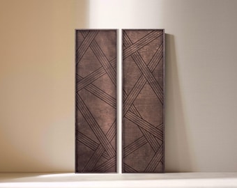 Tangle, Modern Geometric Wood Wall Art, 3d Wall Art, Wall Decor, Dark Wood Wall Art, Wood Wall Hanging, Housewarming Gift, Set Of Two