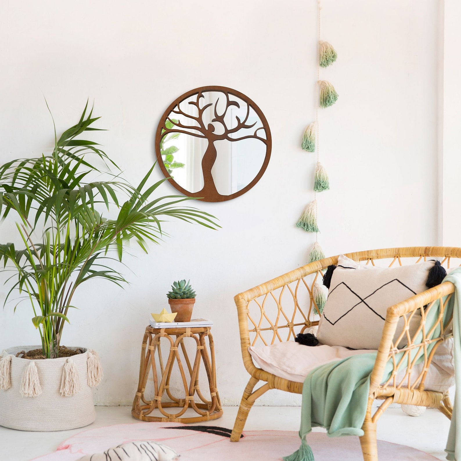 Wood Mirror Tree of Life II Wall Mirror Geometric Mirror Etsy