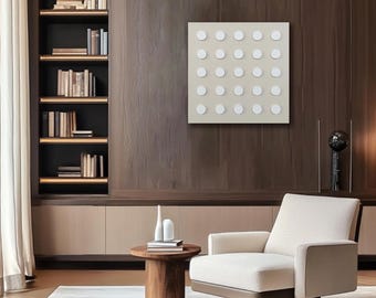 Beige Dots, Taupe Wall Art, Painting Wood Wall Art, Square Dots Wall Art, Wall Decor, Wood Wall Hanging, Housewarming Gift, Office Decor