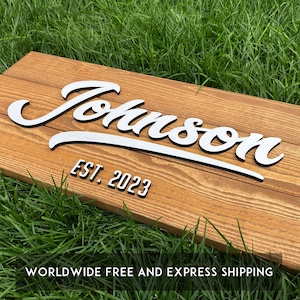 Family Name Sign | Personalized Name Sign | Last Name Wall Sign | Custom Wood Sign | Housewarming Gift | Custom Name Sign | Worldwide Free