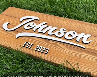 Family Name Sign | Personalized Name Sign | Last Name Wall Sign | Custom Wood Sign | Housewarming Gift | Custom Name Sign | Worldwide Free