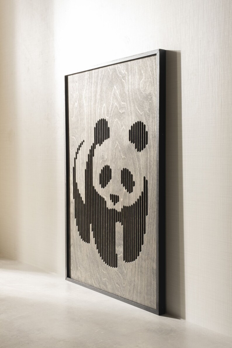 Panda Wood Wall Decor, Panda Art Interior Housewarming Gift Wooden ...