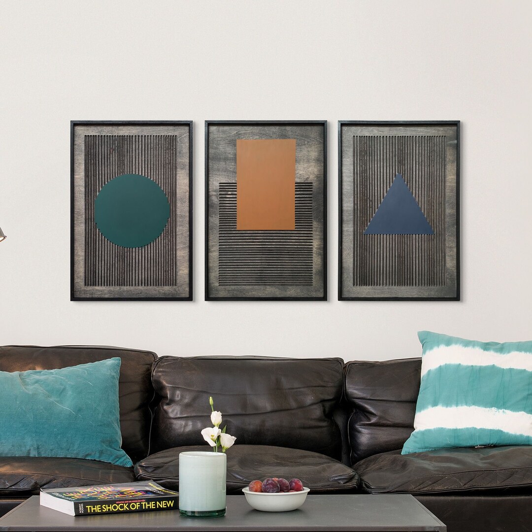 Geometric Wood Wall Art Painting Wood Wall Art Vertical Wall Etsy
