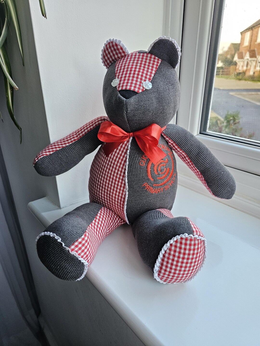 School Leavers Memory Bear Keepsake | Handmade Uniform Patchwork Bear ...