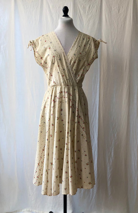 Vintage 70s Floral Cotton Dress S - image 2