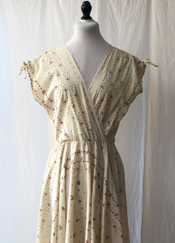 Vintage 70s Floral Cotton Dress S - image 3