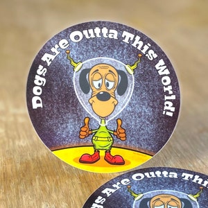 Funny Cartoon Hound Dog Astronaut Sticker with Thumbs Up image 2