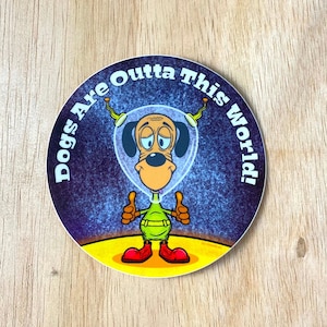 Funny Cartoon Hound Dog Astronaut Sticker with Thumbs Up zdjęcie 1