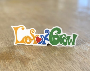 Groovy Retro Lettering "Let It Grow" Sticker (Heart) / 70s Motivational Quote (Inspired by Classic Rock)