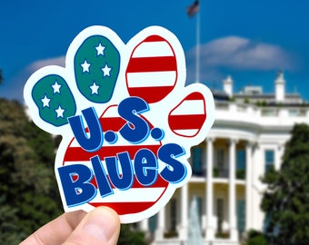 U.S. Blues Dog Paw Shaped Vinyl Sticker | Music Inspired | Classic Rock  | Dog Lover Decal