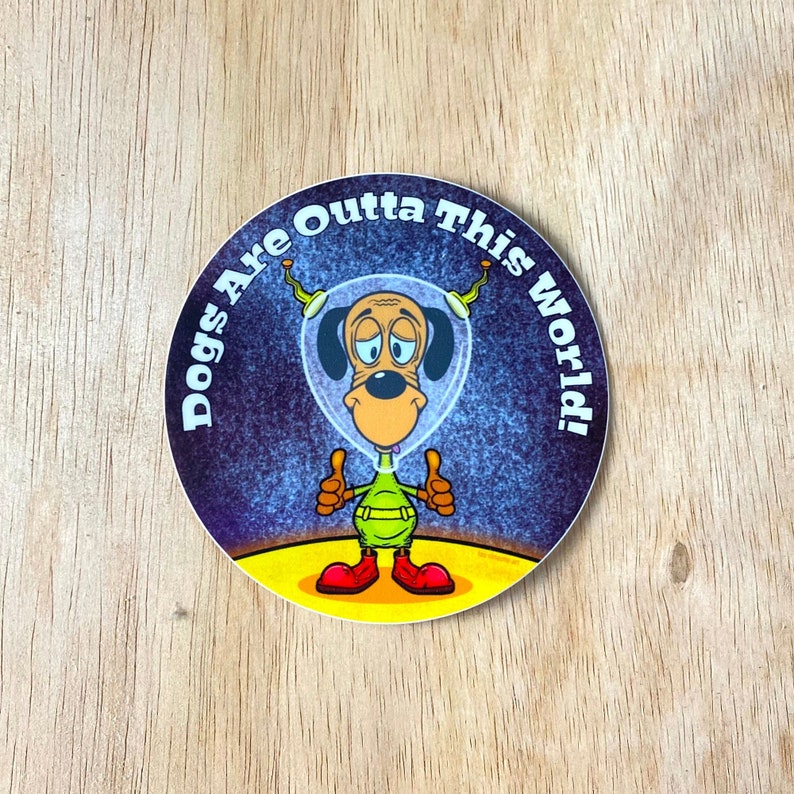 Funny Cartoon Hound Dog Astronaut Sticker with Thumbs Up image 1