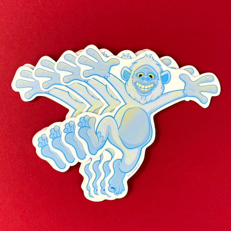4 Dancing Blue Yeti Sticker Bigfoot's Pal, Abominable Snowman Decal image 4