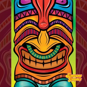 Tiki Graphic Skateboard Deck Ride or Display 3 Faces of Mischief on 7-Ply Canadian Maple Wood image 4