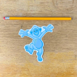 4 Dancing Blue Yeti Sticker Bigfoot's Pal, Abominable Snowman Decal image 2