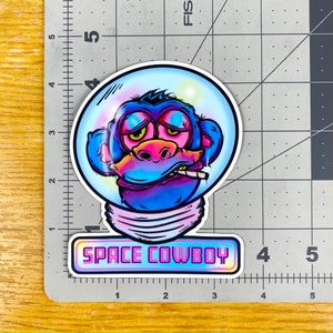 Trippy Space Chimp Smokes Blunt Stoner Monkey Sticker image 4