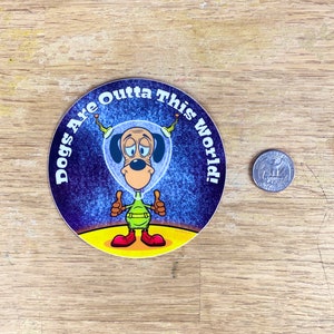 Funny Cartoon Hound Dog Astronaut Sticker with Thumbs Up zdjęcie 5