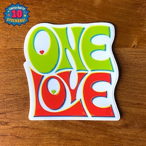 One Love Bob Marley Reggae Music Quote Sticker - Positive Vibes Classic Rock Die-Cut Hydro Flask Decal