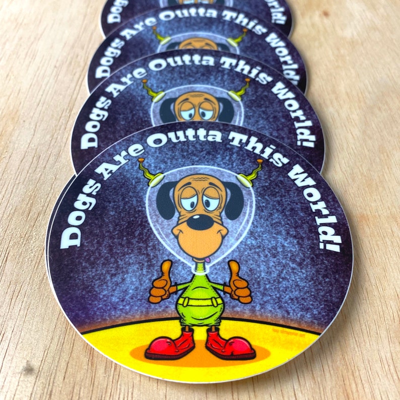 Funny Cartoon Hound Dog Astronaut Sticker with Thumbs Up image 3