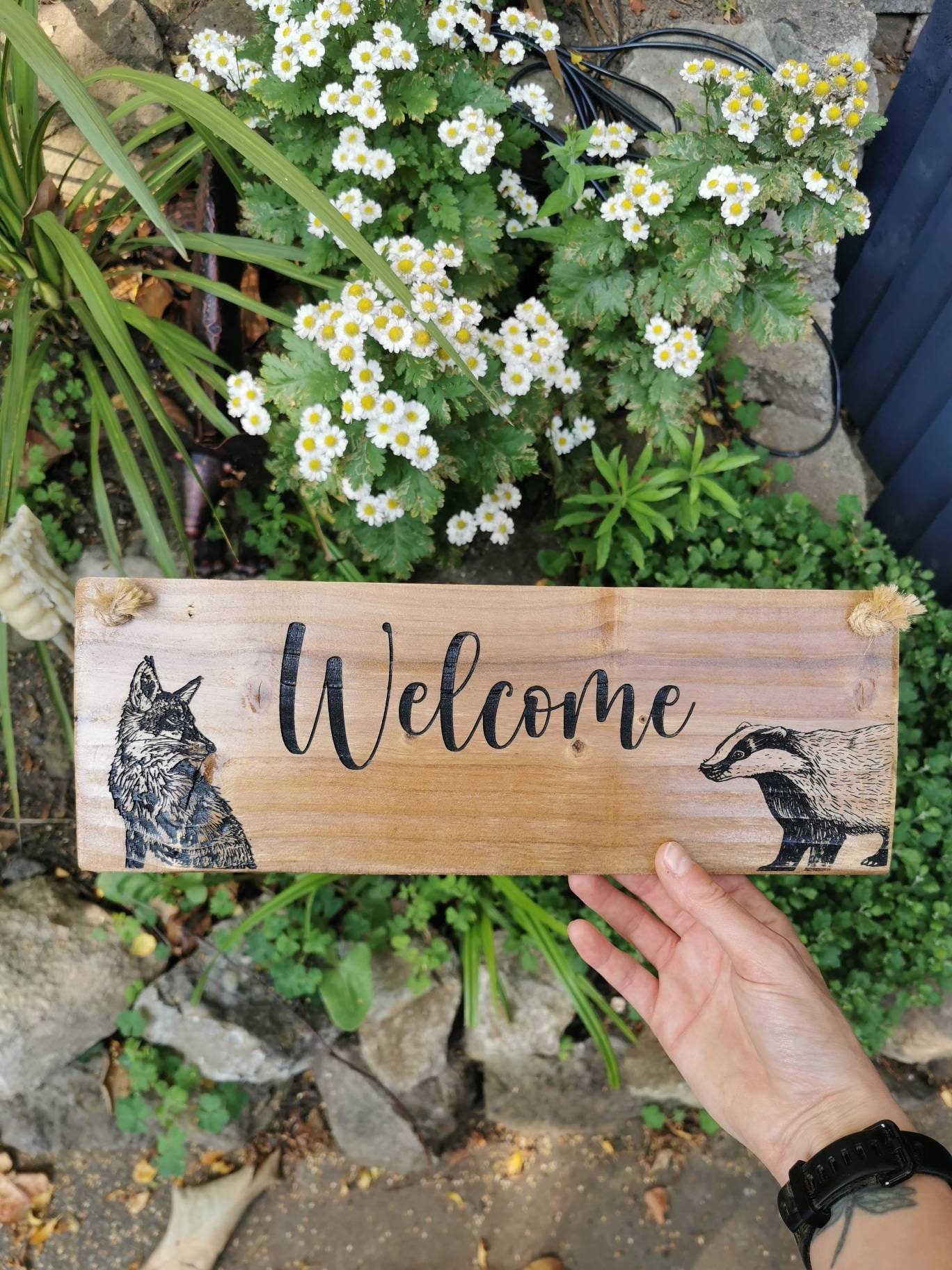 Garden Sign Badger and Fox Outdoor Sign. Nature Etsy UK