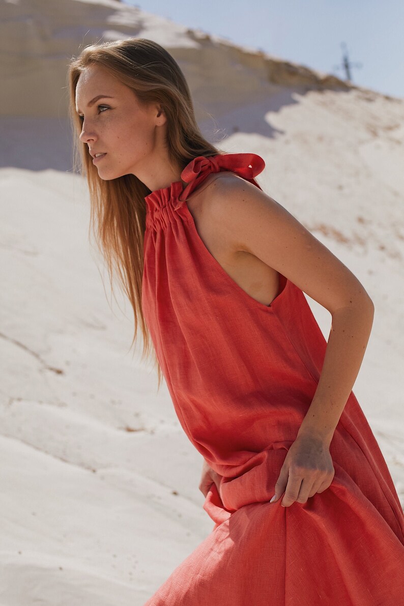 Halter dress Linen tunic Strapless dress Linen sundress Etsy