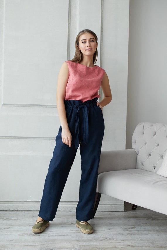 m and s linen trousers womens