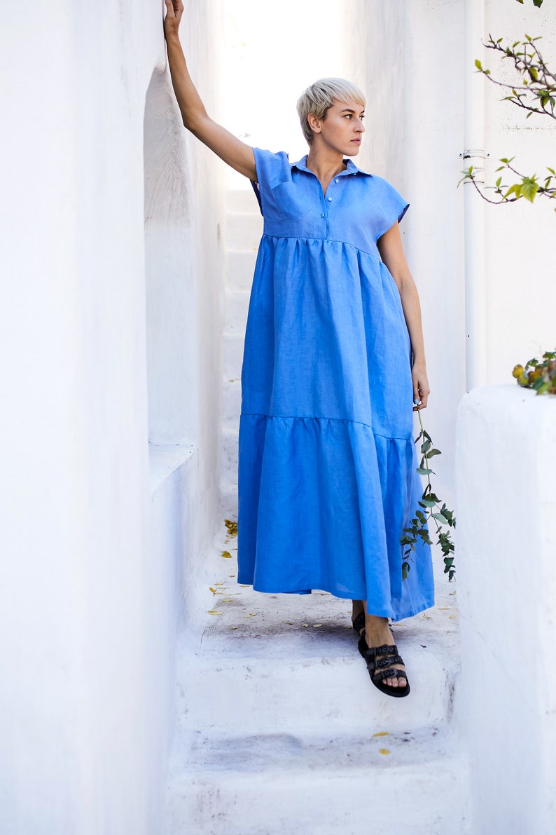 Women Maxi Casual Linen Dress / Loose Linen Dress / Summer Etsy