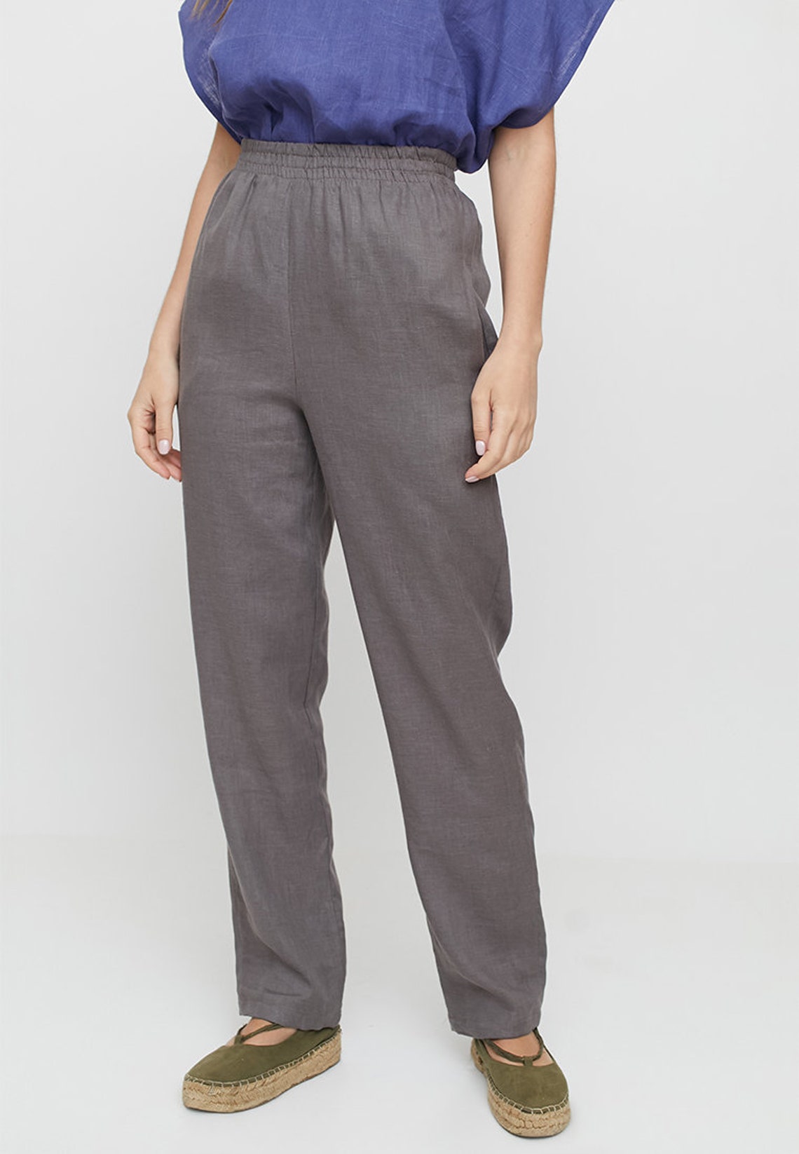 tapered linen trousers