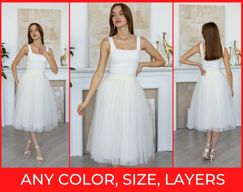 White Tulle Maxi Skirt, Adult Tutu, Any size, Any Length, Any Color