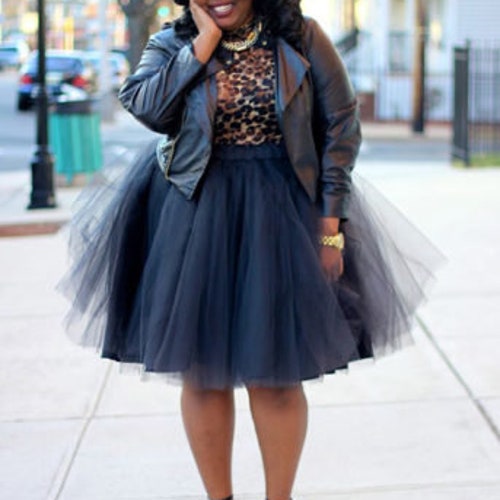 Plus Size Tulle Skirt Woman Black Tutu Skirt Midi Length Tulle - Etsy