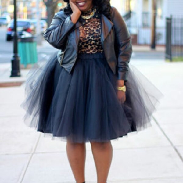 Lace Top and Tulle Skirt Full Length Dress Brown Plus Size