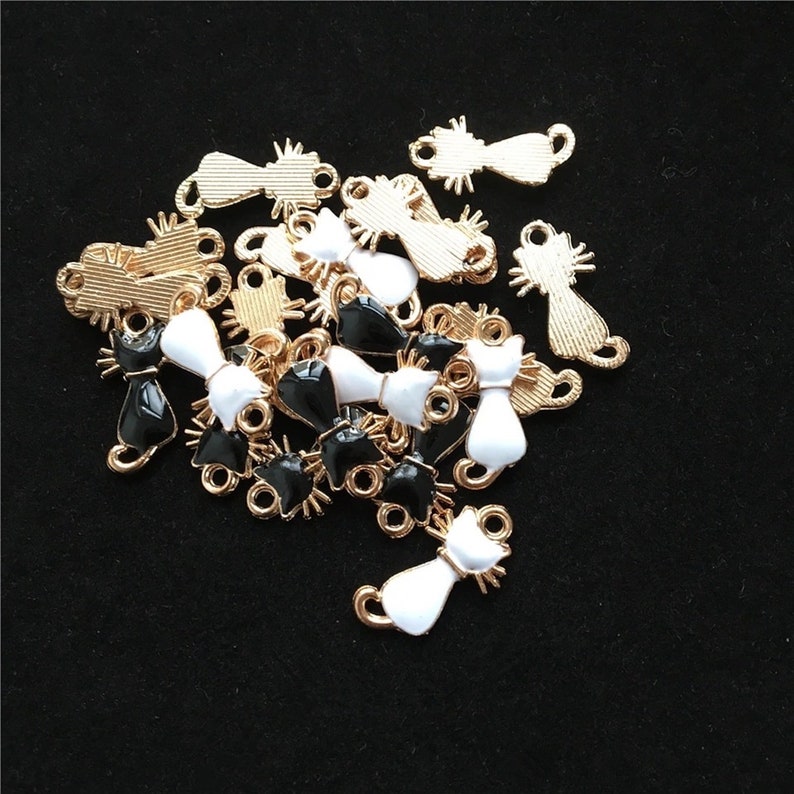 Cat Charms Enamel Cat Charms Jewellery Making Craft Etsy