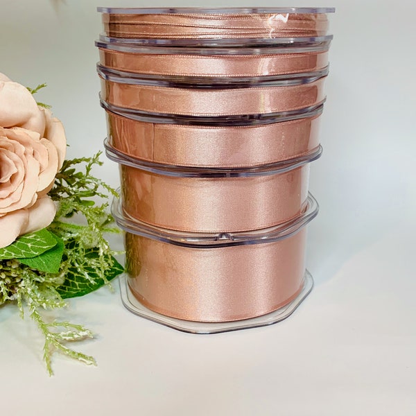 Rose Gold Double Sided Satin Ribbon, Gift Wrapping, 7 Sizes, Wedding Ribbon,