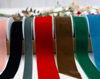 Velvet Ribbon, 9mm 16mm 22mm 36mm 50mm, Neat Edge Wedding Christmas Crafts, Berisford velvet Ribbon