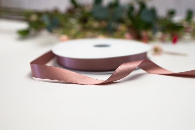 Dusty Rose Pink Double Faced satin Ribbon, wedding ribbon, Berisford's Ribbon, Eco Friendly Ribbon, Craft Ribbon image 2