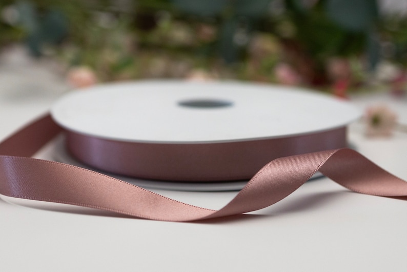 Dusty Rose Pink Double Faced satin Ribbon, wedding ribbon, Berisford's Ribbon, Eco Friendly Ribbon, Craft Ribbon image 1