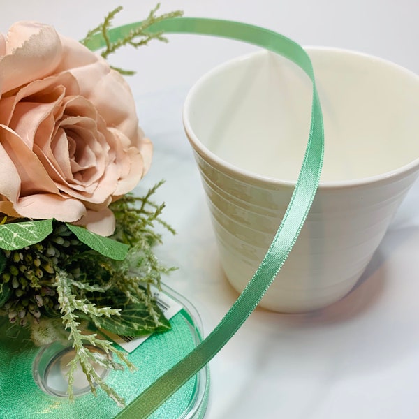 Mint Green Ribbon, Double Faced Satin Ribbon, in reels or cut lengths