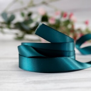 Teal grünes doppelseitiges Satinband, Geschenkverpackung, 6 Größen, Hochzeitsband, 5 Meter Längen